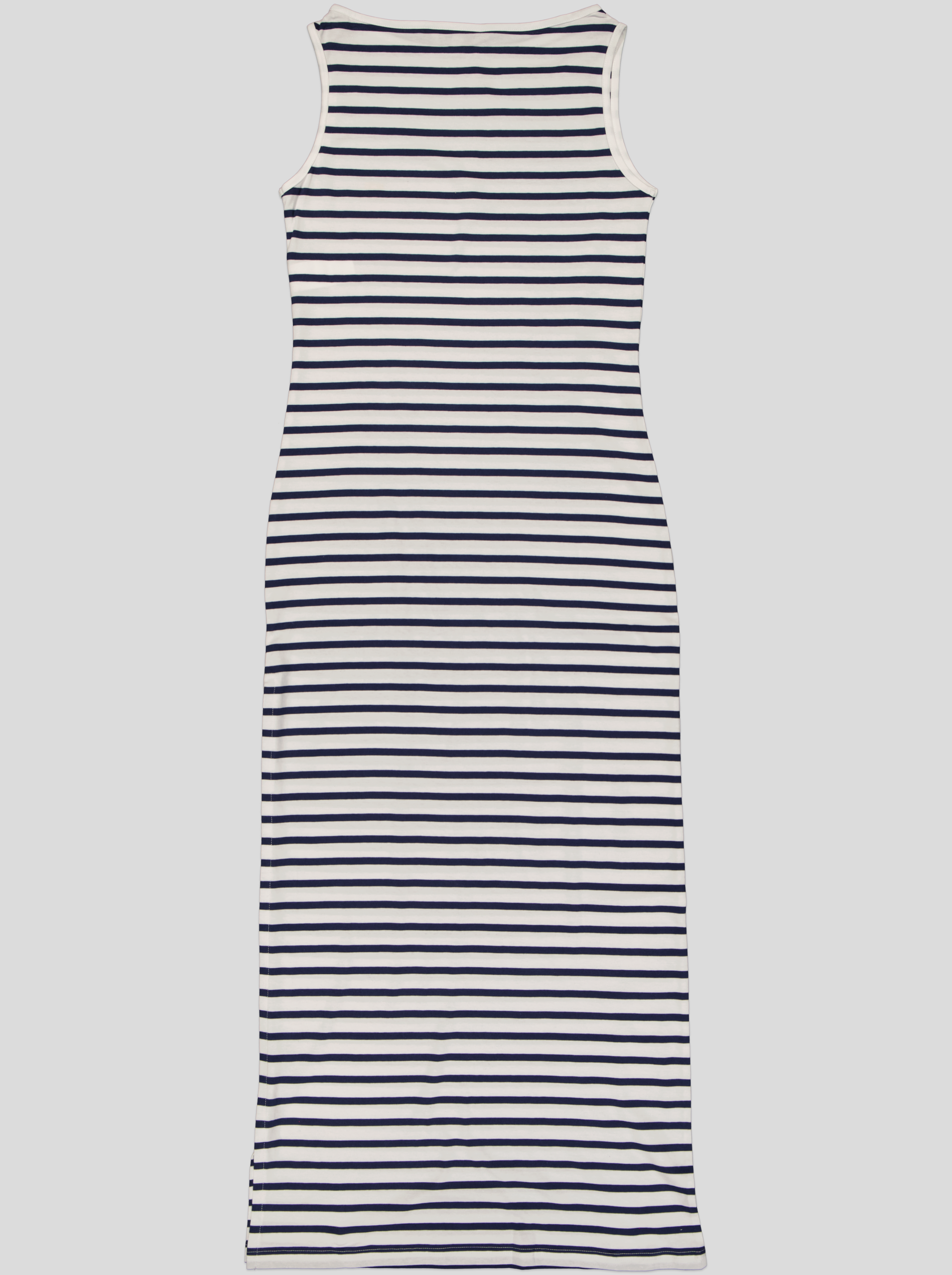 1 Robe Longue Femme Rayée Marinière – Sans Manches, Fente Latérale – Image 2