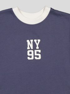 Ensemble Garçon "New York 95" – T-shirt Col Contrastant + Short Molleton