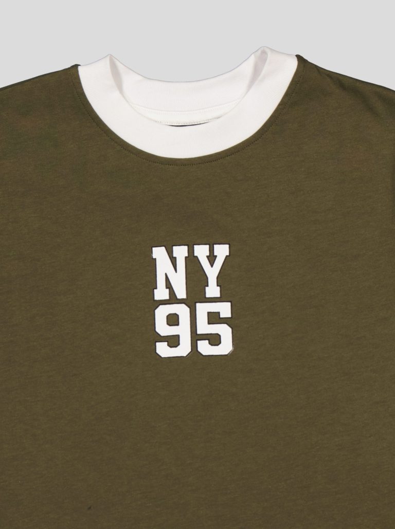 Ensemble Garçon "New York 95" – T-shirt Col Contrastant + Short Molleton