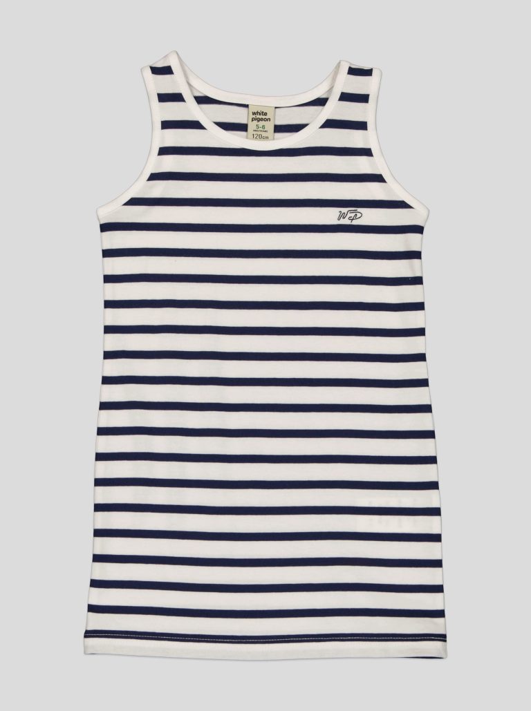 Robe Fillette Débardeur Rayée Marinière – Coton Blanc & Bleu Marine