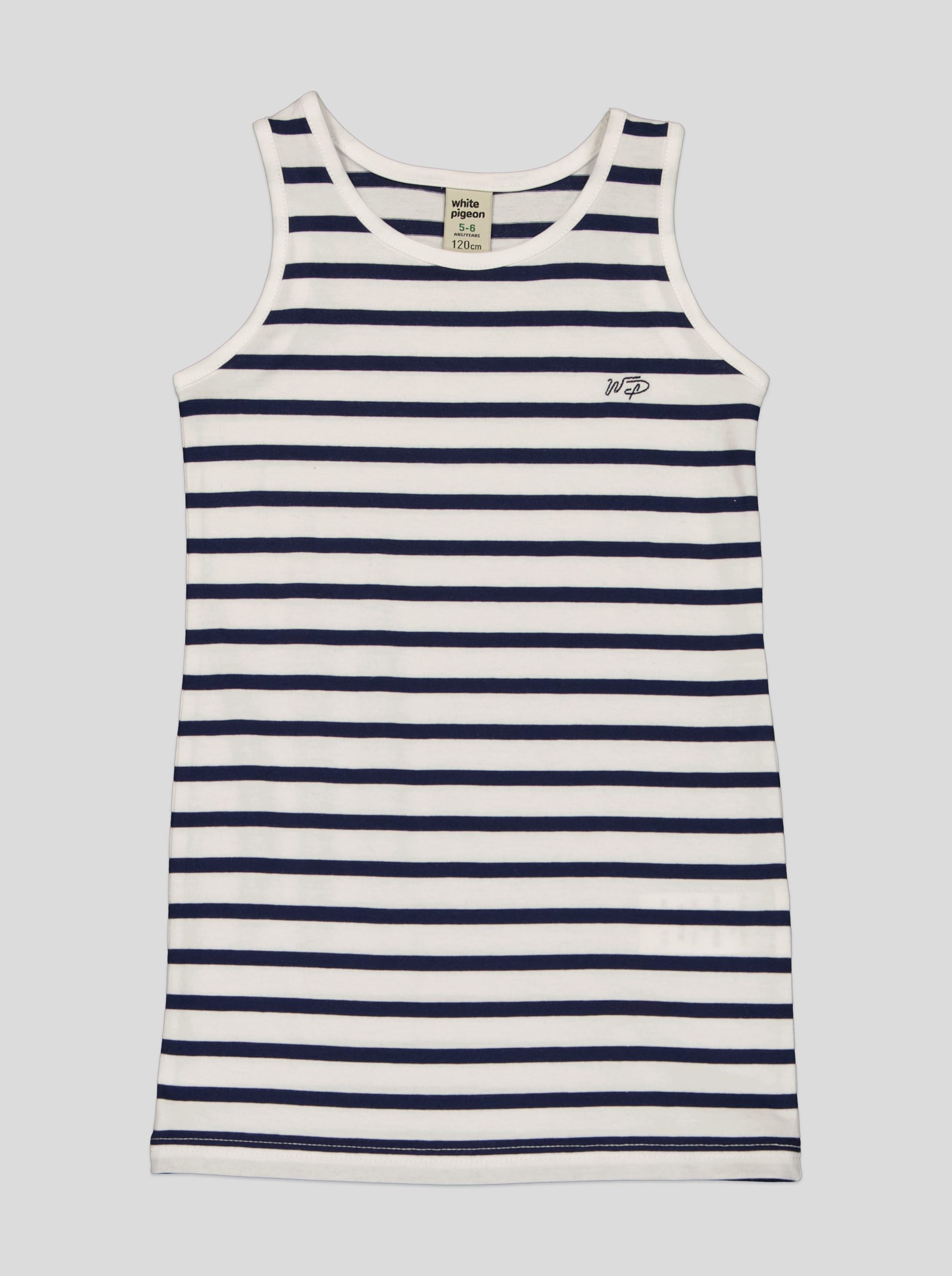 1 Robe Fillette Débardeur Rayée Marinière – Coton Blanc & Bleu Marine – Image 2