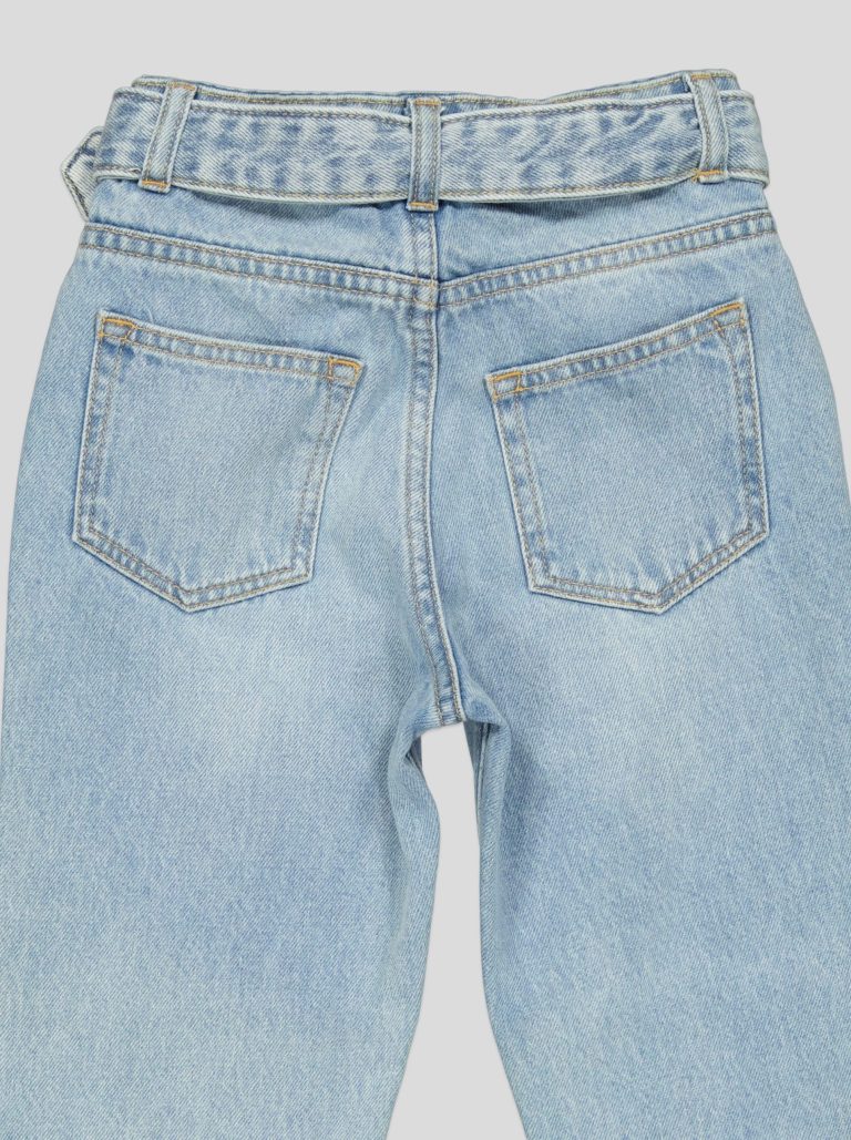 Jean taille haute délavé avec ceinture