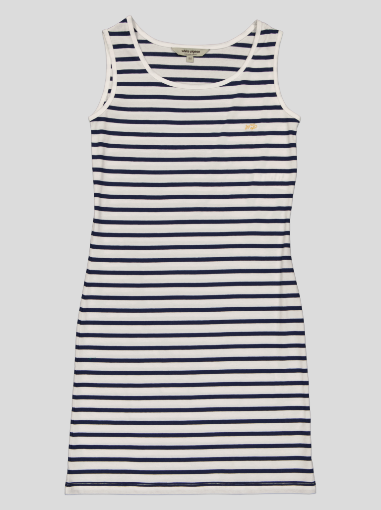 Robe Femme Débardeur Rayée Marinière – Coton Blanc & Bleu Marine