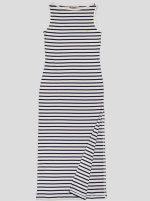 Robe Longue Femme Rayée Marinière – Sans Manches, Fente Latérale – Image 3