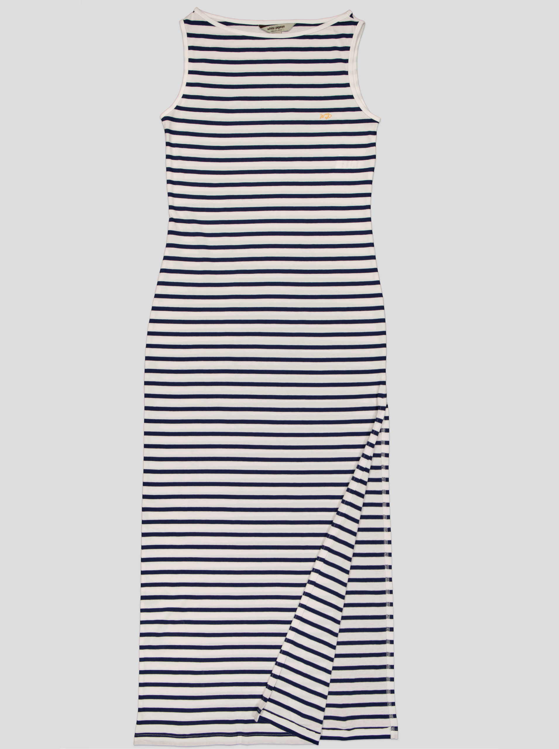 2 Robe Longue Femme Rayée Marinière – Sans Manches, Fente Latérale – Image 3