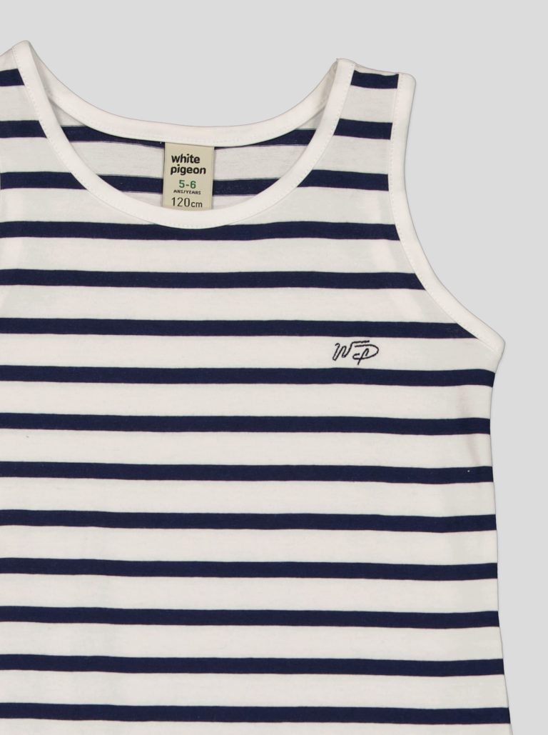 Robe Fillette Débardeur Rayée Marinière – Coton Blanc & Bleu Marine