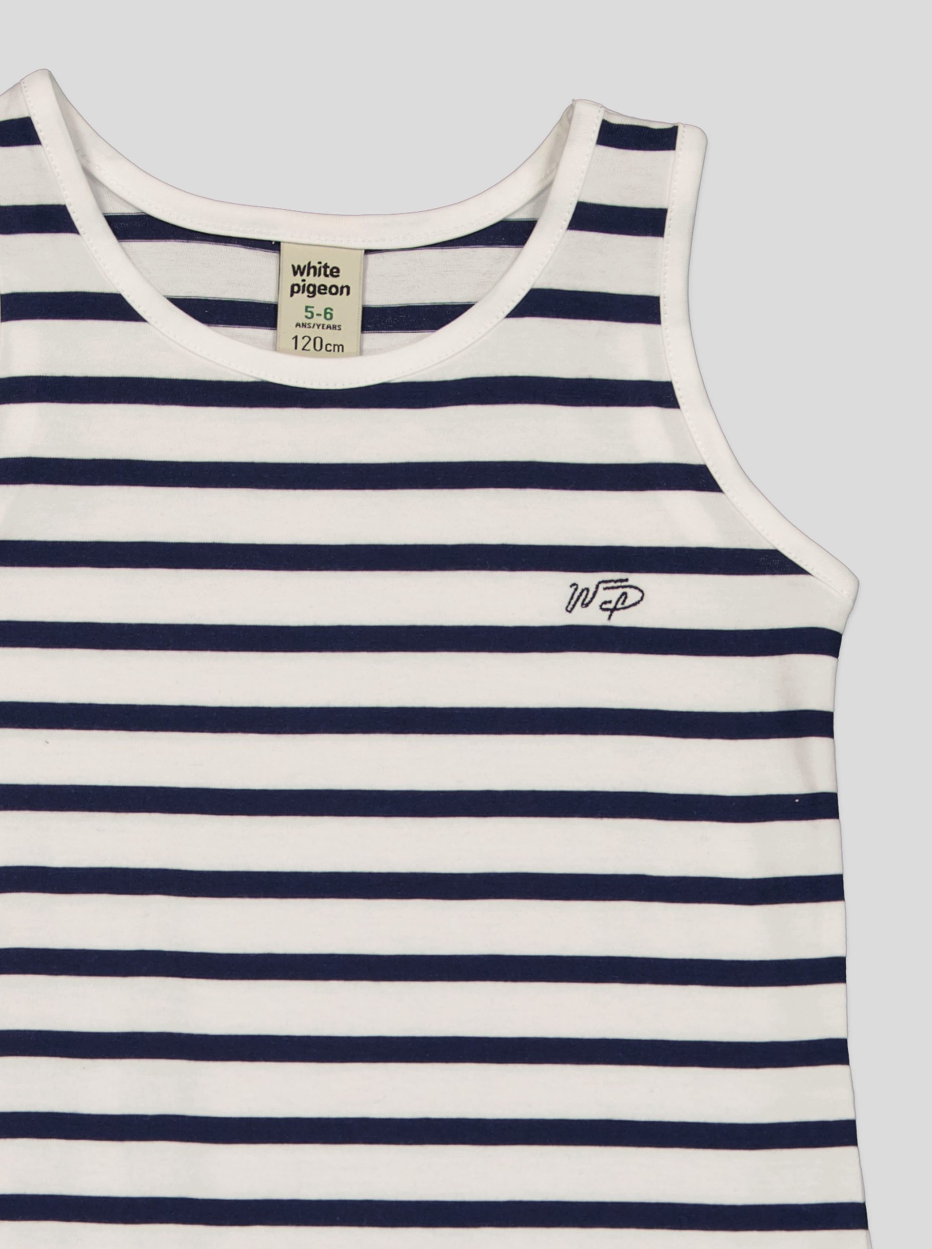 2 Robe Fillette Débardeur Rayée Marinière – Coton Blanc & Bleu Marine – Image 3