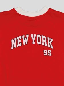 Ensemble Garçon "New York 95" – T-shirt Col Contrastant + Short Molleton