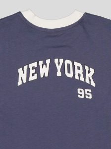 Ensemble Garçon "New York 95" – T-shirt Col Contrastant + Short Molleton