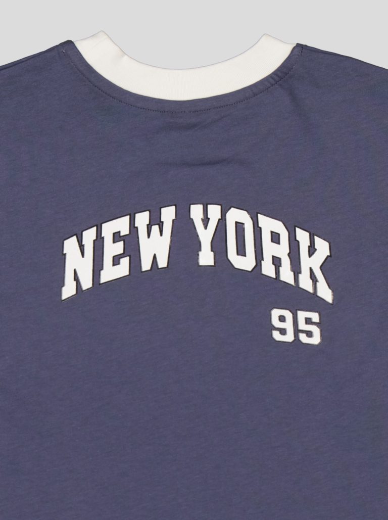 Ensemble Garçon "New York 95" – T-shirt Col Contrastant + Short Molleton