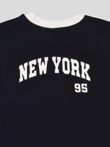 Ensemble Garçon "New York 95" – T-shirt Col Contrastant + Short Molleton