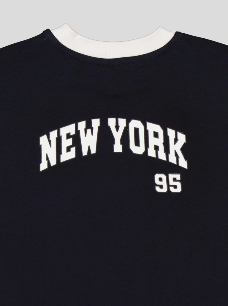 Ensemble Garçon "New York 95" – T-shirt Col Contrastant + Short Molleton