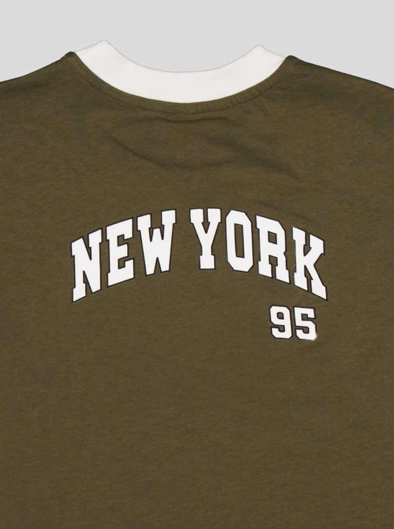 Ensemble Garçon "New York 95" – T-shirt Col Contrastant + Short Molleton