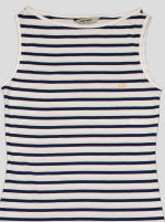 Robe Longue Femme Rayée Marinière – Sans Manches, Fente Latérale – Image 4