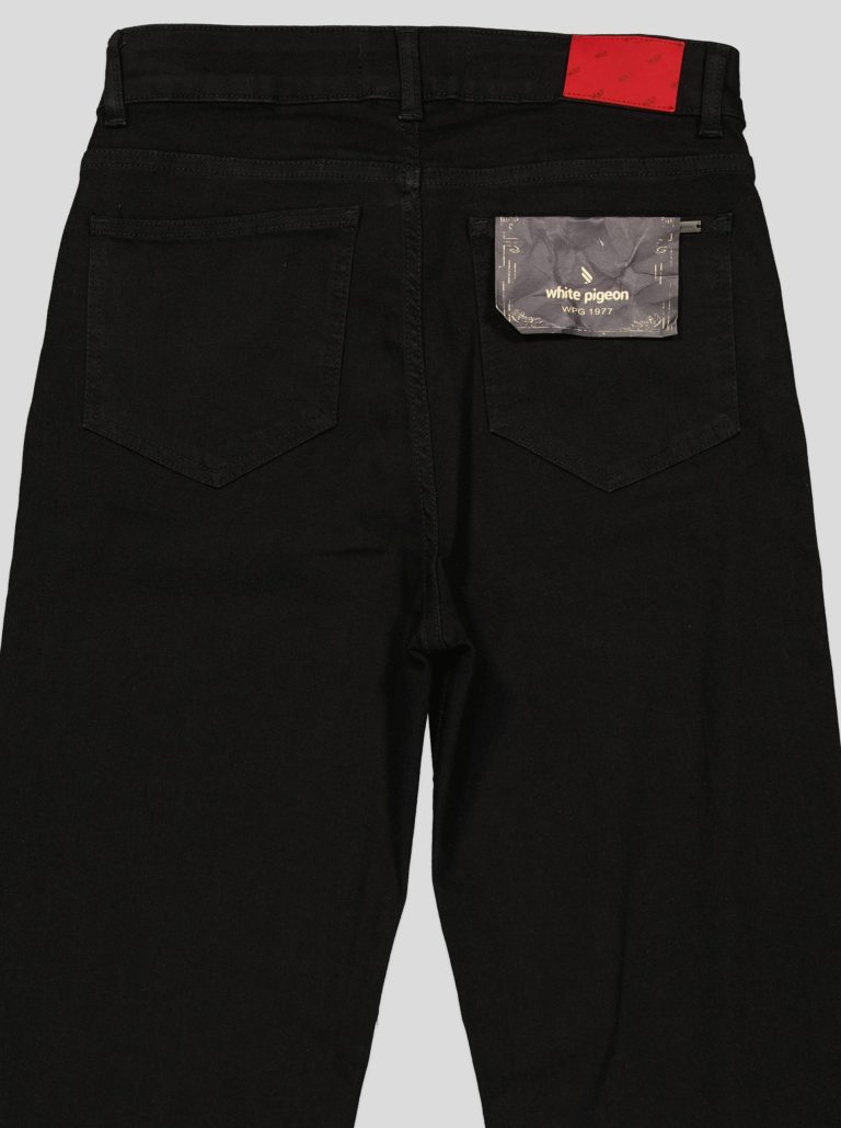 Jean droit taille haute bas brut