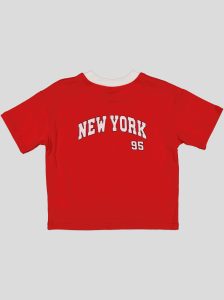 Ensemble Garçon "New York 95" – T-shirt Col Contrastant + Short Molleton
