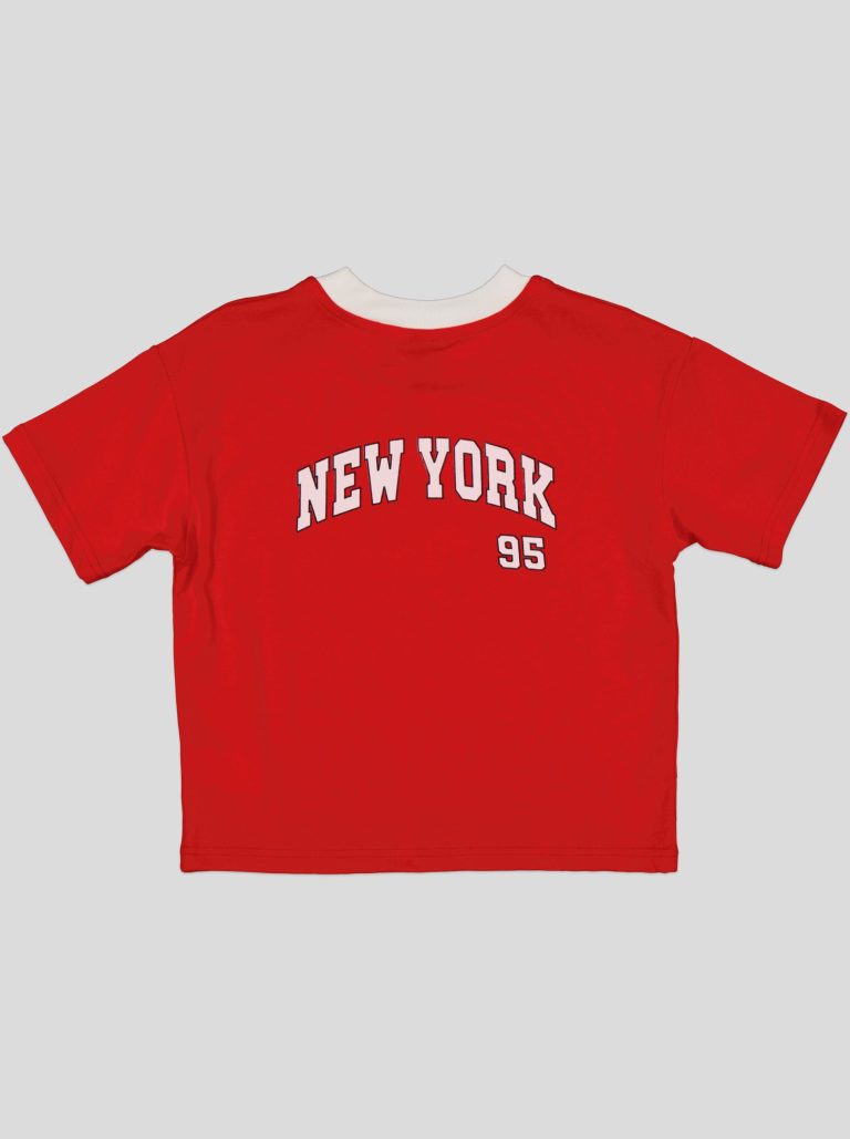 Ensemble Garçon "New York 95" – T-shirt Col Contrastant + Short Molleton