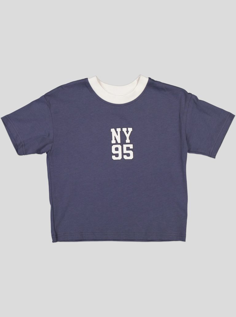 Ensemble Garçon "New York 95" – T-shirt Col Contrastant + Short Molleton