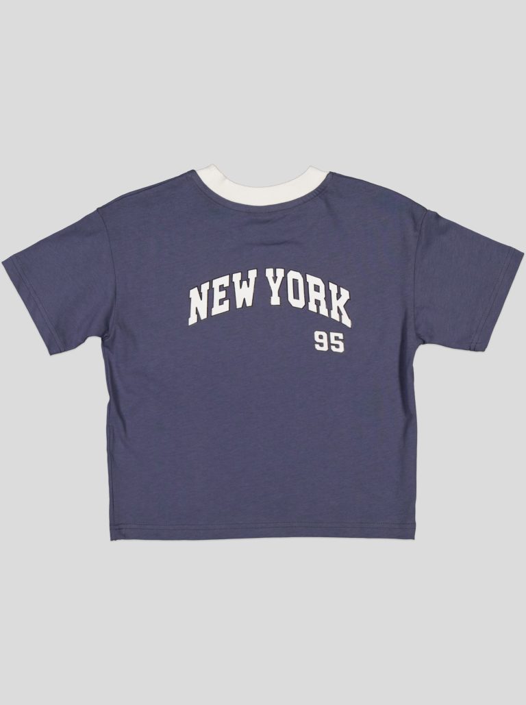 Ensemble Garçon "New York 95" – T-shirt Col Contrastant + Short Molleton