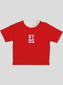 Ensemble Garçon "New York 95" – T-shirt Col Contrastant + Short Molleton