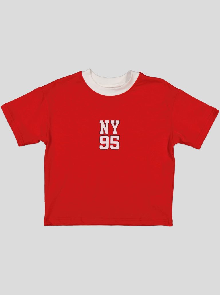 Ensemble Garçon "New York 95" – T-shirt Col Contrastant + Short Molleton