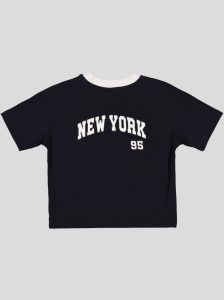 Ensemble Garçon "New York 95" – T-shirt Col Contrastant + Short Molleton