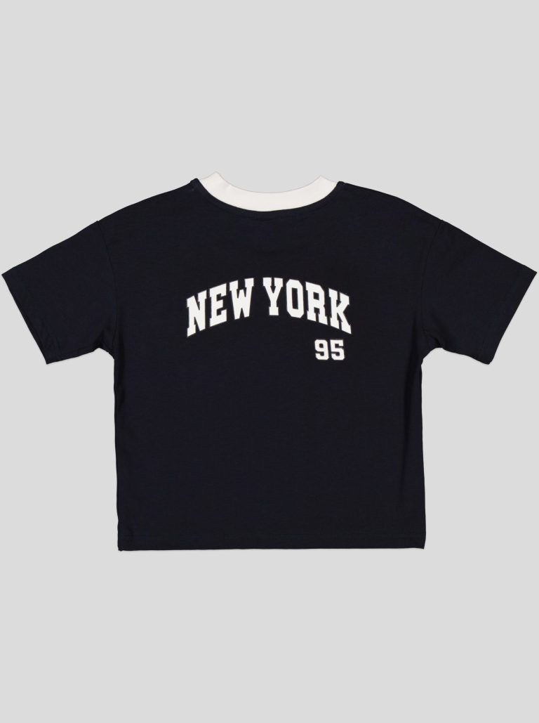 Ensemble Garçon "New York 95" – T-shirt Col Contrastant + Short Molleton