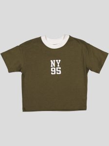 Ensemble Garçon "New York 95" – T-shirt Col Contrastant + Short Molleton