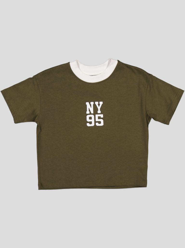 Ensemble Garçon "New York 95" – T-shirt Col Contrastant + Short Molleton