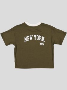 Ensemble Garçon "New York 95" – T-shirt Col Contrastant + Short Molleton