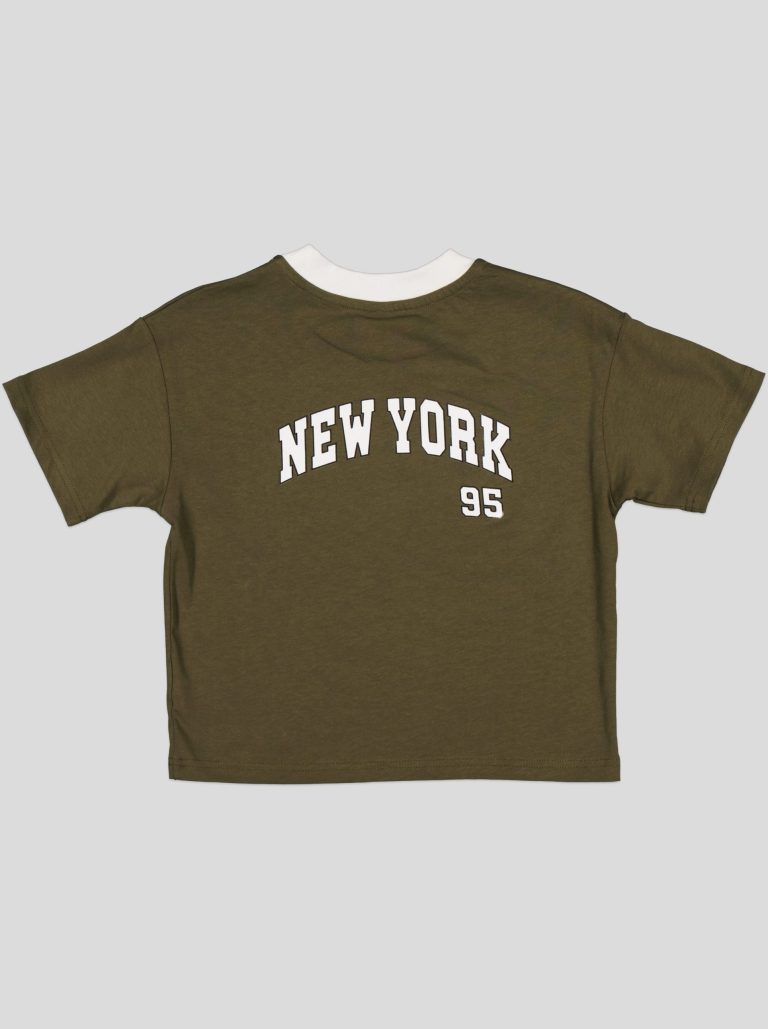 Ensemble Garçon "New York 95" – T-shirt Col Contrastant + Short Molleton