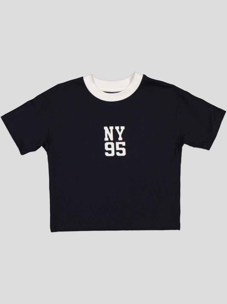 Ensemble Garçon "New York 95" – T-shirt Col Contrastant + Short Molleton