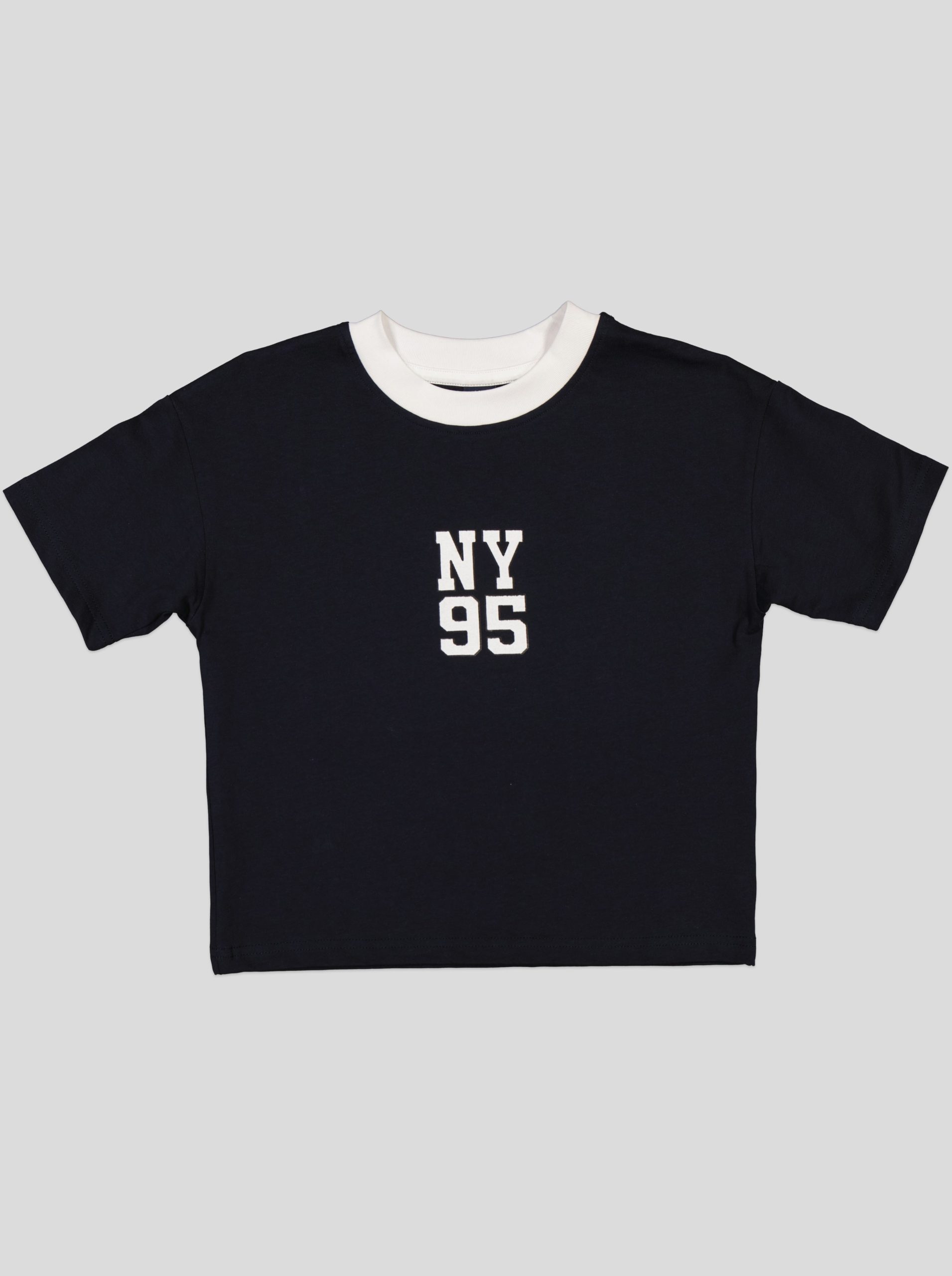 TSBE002_WP_WP Ensemble Garçon "New York 95" – T-shirt Col Contrastant + Short Molleton – Image 2