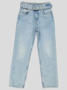 Jean taille haute délavé avec ceinture