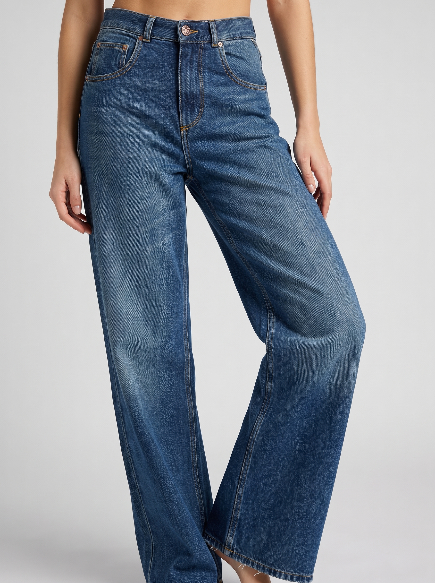 Woman_wearing_wide-leg_jeans_2K_202608101200 Jean wide-leg taille haute — WPG 1977 Denim Edition – Image 1