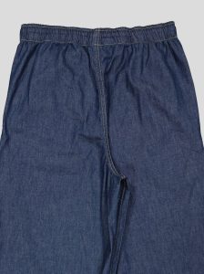Pantalon Femme Large en Denim Léger – Taille Élastiquée & Cordon