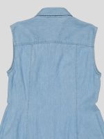 Robe Chemise Femme en Denim Léger – Sans Manches, Jupe à Plis – Image 5