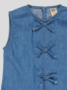Ensemble Fillette 2 Pièces en Jean - Haut à Nœuds & Pantalon Large