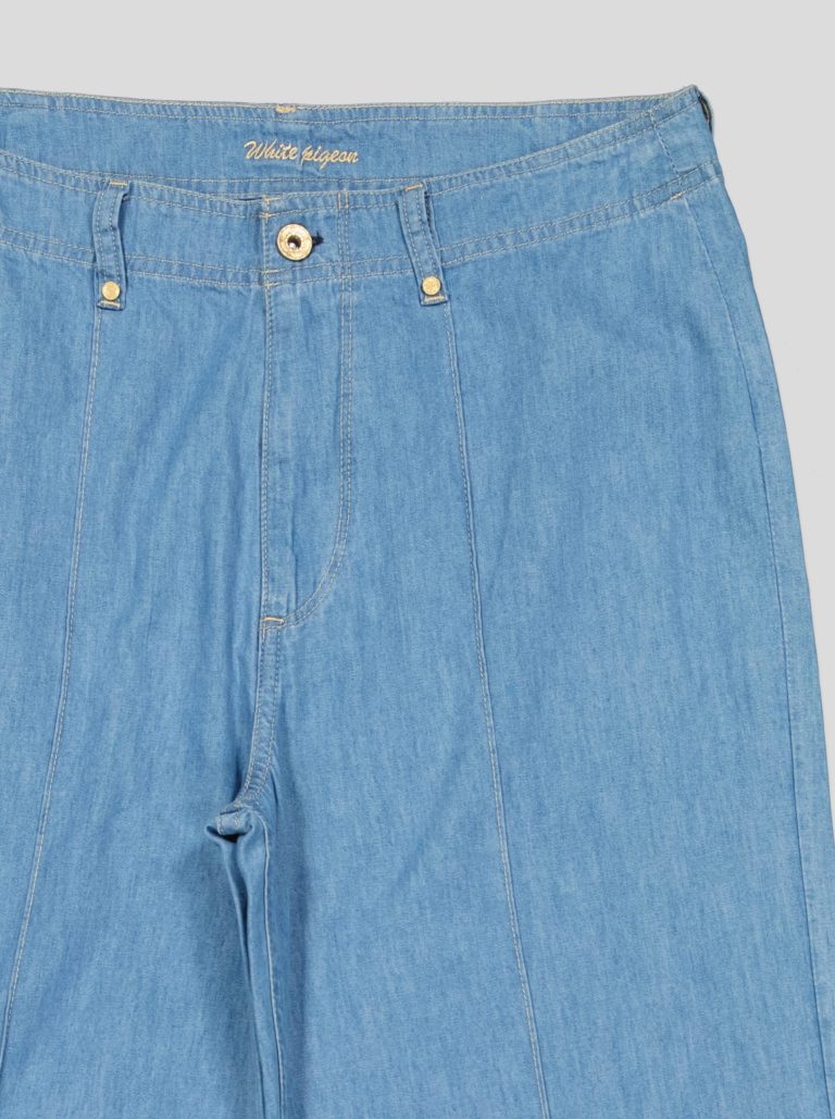 Jean Femme Large Taille Haute – Denim Léger Bleu Clair Délavé