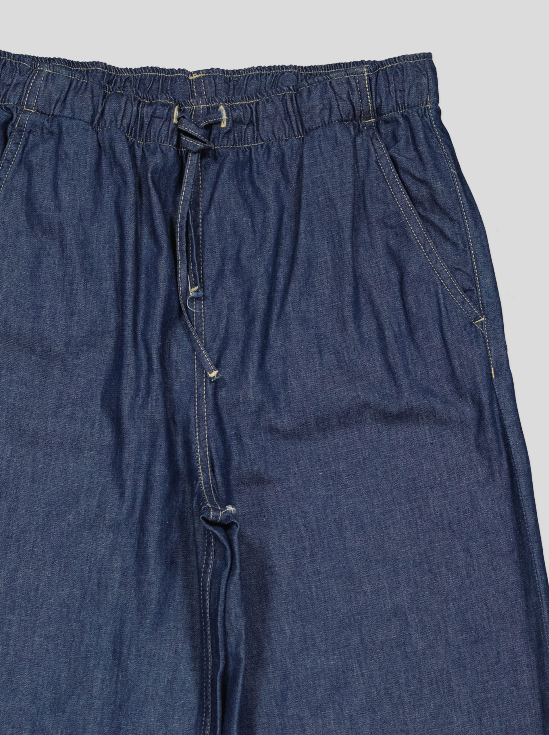 2 Pantalon Femme Large en Denim Léger – Taille Élastiquée & Cordon – Image 3
