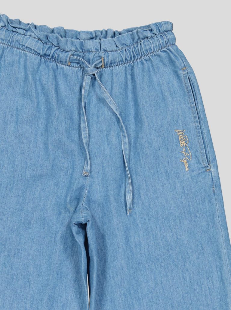 Ensemble Fillette 2 Pièces en Jean - Haut à Nœuds & Pantalon Large
