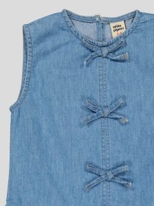 Ensemble Fillette 2 Pièces en Jean - Haut à Nœuds & Pantalon Large