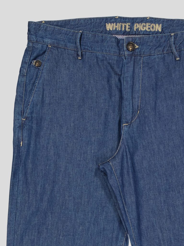 Pantalon Homme en Jean Léger - Coupe Droite White Pigeon
