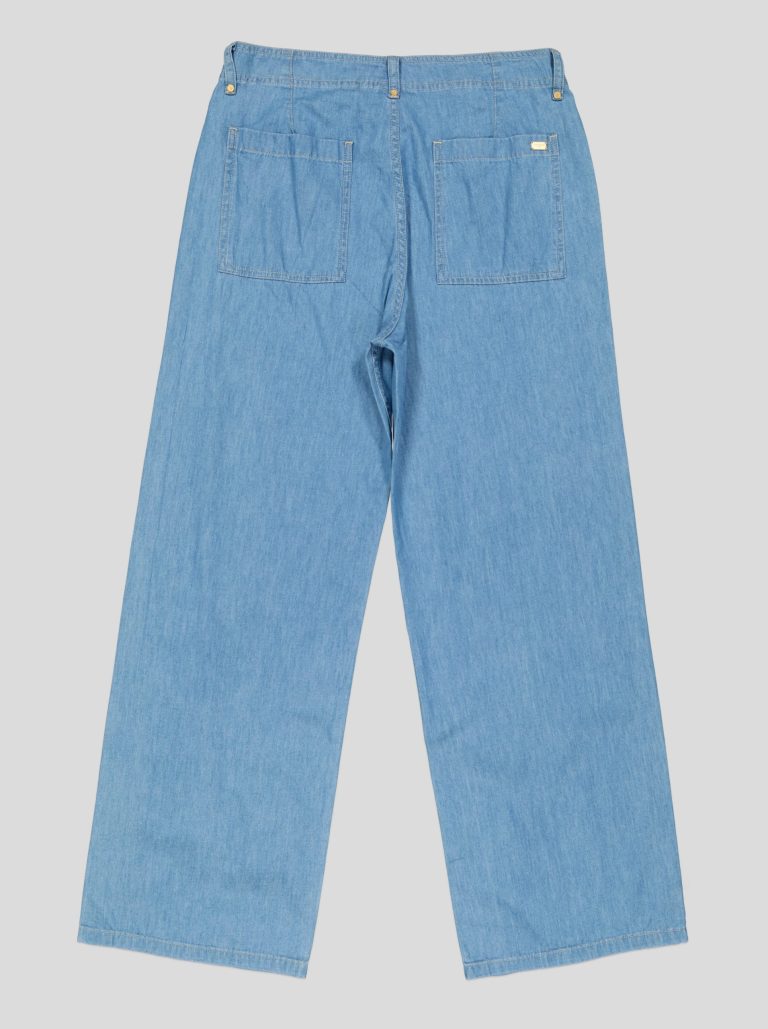 Jean Femme Large Taille Haute – Denim Léger Bleu Clair Délavé