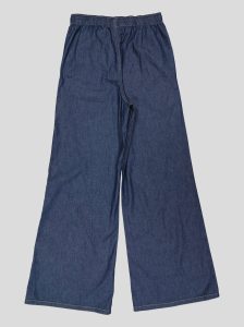 Pantalon Femme Large en Denim Léger – Taille Élastiquée & Cordon