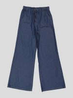 Pantalon Femme Large en Denim Léger – Taille Élastiquée & Cordon – Image 2