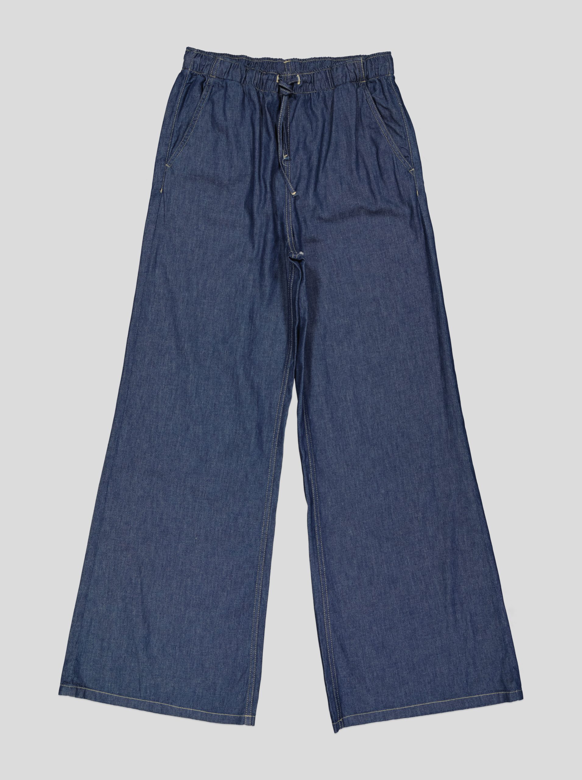 JEFBL0089_WP_WP Pantalon Femme Large en Denim Léger – Taille Élastiquée & Cordon – Image 2