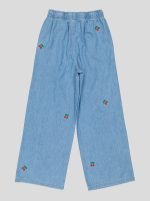 Pantalon Fillette Large en Jean Brodé Cerises – Image 4
