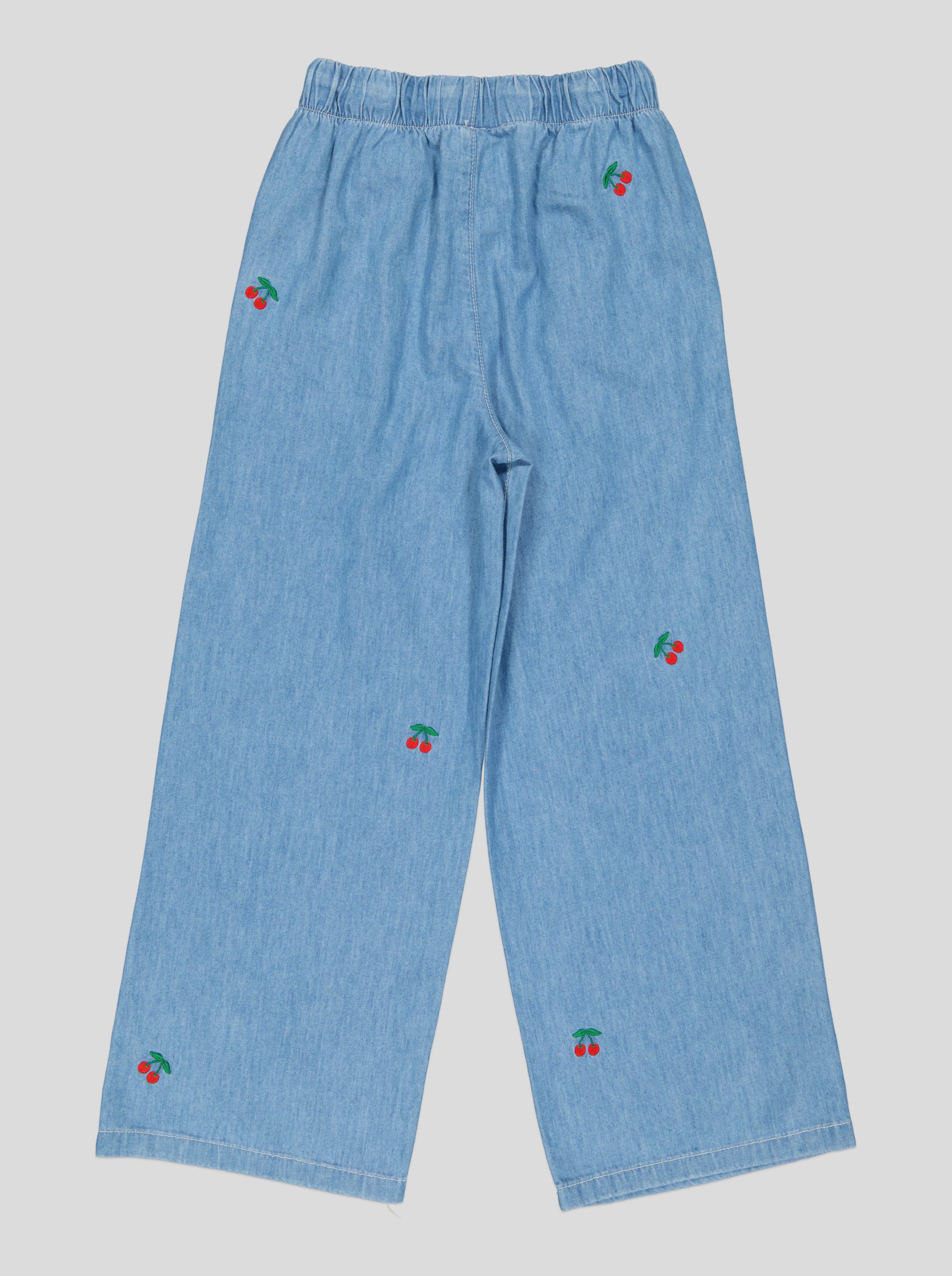 PJFAI0041_WP+1_WP Pantalon Fillette Large en Jean Brodé Cerises – Image 4