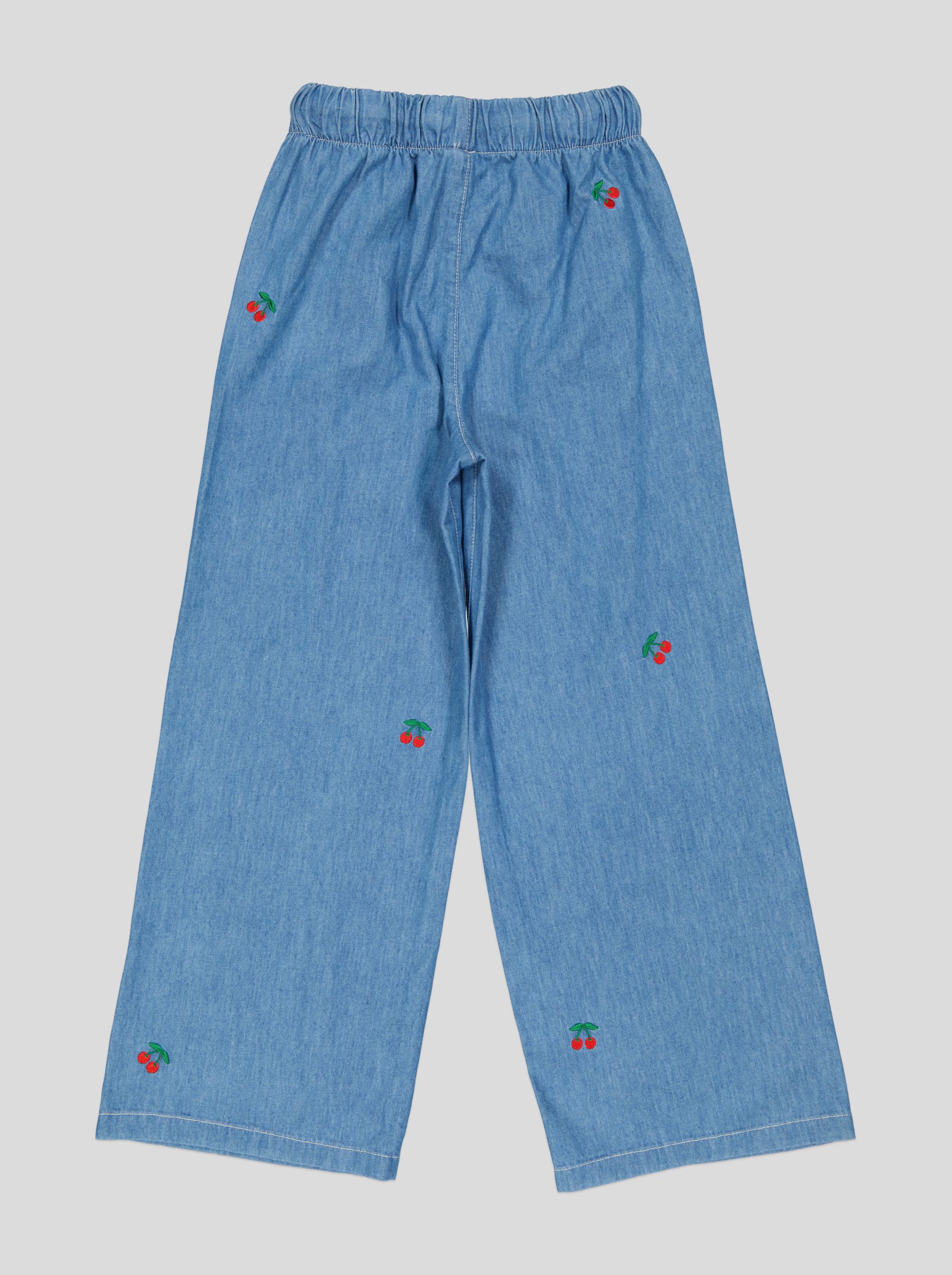 PJFAI0041_WP+3_WP Pantalon Fillette Large en Jean Brodé Cerises – Image 7